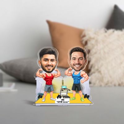 Personalized Gym Lover Bobblehead Caricature Solar Powered with Shaking Head Feature, Fitness Theme Desk Decor | Gift for Gym Lover Brother & Friends | Car Dashboard